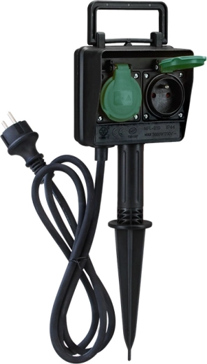 Solight zahradní sloupek IP44 se 2 zásuvkami a gumovým kabelem 1,5 m