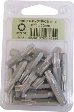 Bit nástavec Torx T30, 30 mm, chromovaný, sada 30 ks