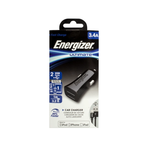 Energizer autoadaptér 3,4 A se dvěma USB, černý