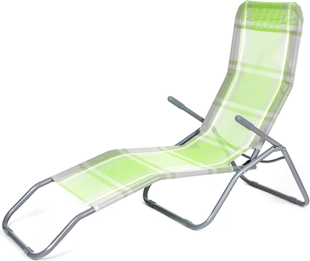 Skládací zahradní lehátko zelené kostka, kovová konstrukce, nosnost 100 kg