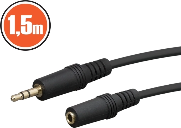 Prodlužovací audio kabel Jack 3,5 mm, 1,5 m, černý