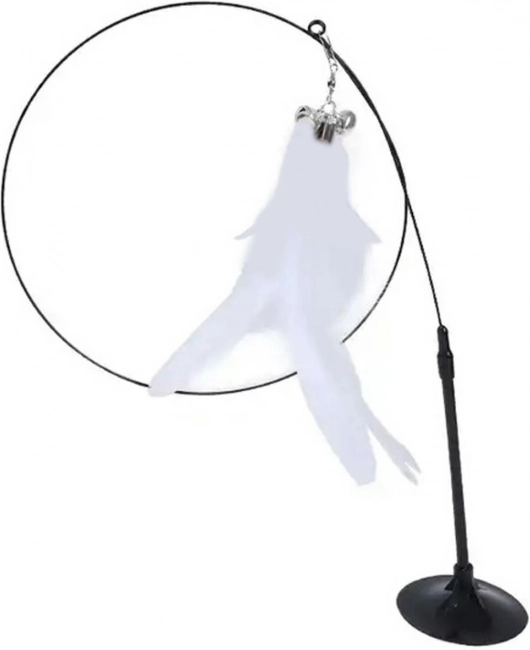 Wandová hračka pro kočky s přísavkou a peříčky