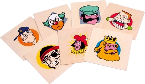 Dřevěné narozeninové talíře Veselé hlavy SMALL FOOT, sada 7 ks