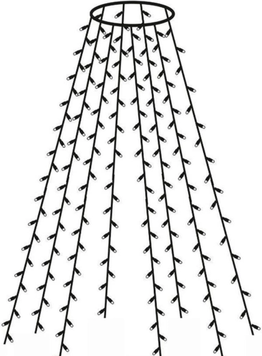 Světelná závěsná kurtyna na vánoční stromek 160 LED – teplá bílá, KAMAI