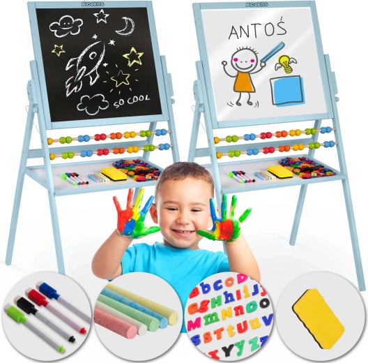 Magnetická otočná dětská tabule RICOKIDS – modrá
