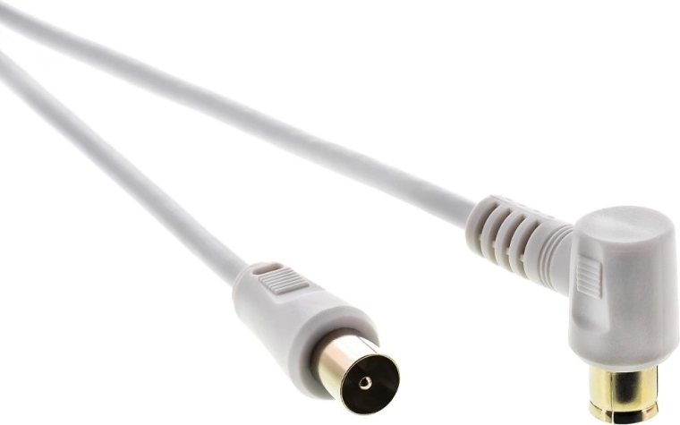 SENCOR anténní koaxiální kabel vidlice–zásuvka 90° 7,5 m bílý