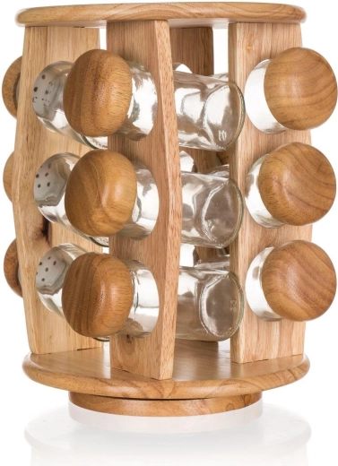 Sada kořenek BRILLANTE ze skla a dřeva s otočným stojanem, 12 ks