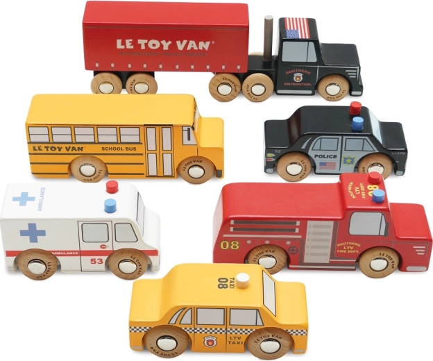 Dřevěná vozidla New York Le Toy Van - 6 ks