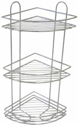 Rohová třípatrová koupelnová polička Toro 58 × 31 cm