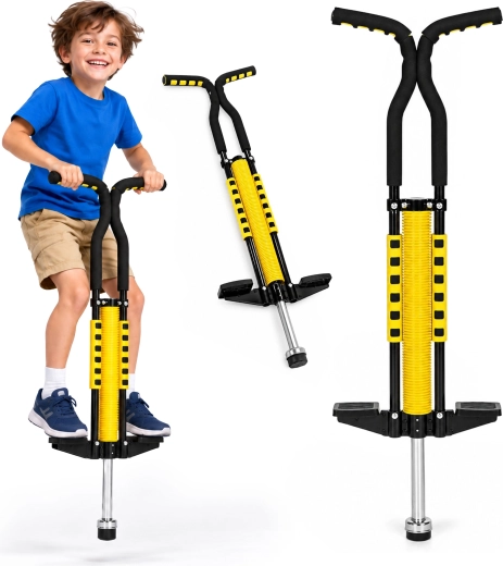 Dětská skákací tyč pogo žlutá do 80 kg