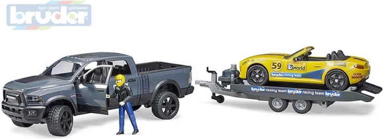 Bruder terénní auto RAM se sportovním vozem a figurkou