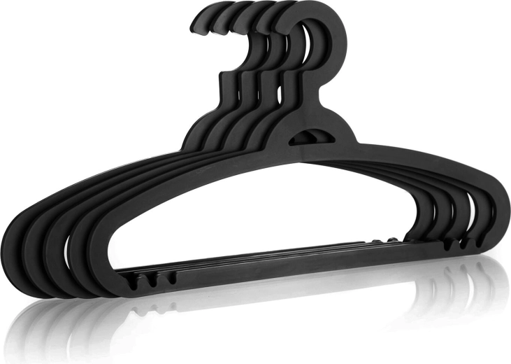 Plastová ramínka na oblečení, černá, sada 5 ks