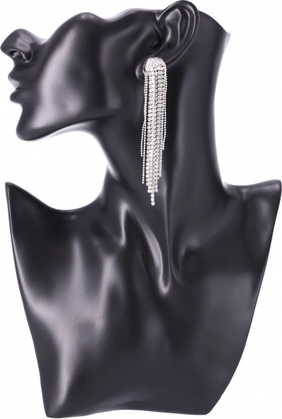 Dlouhé náušnice s křišťálovými krystaly - stříbrné