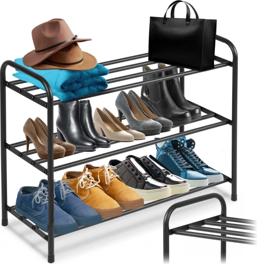 Kovový tříúrovňový botník Massido