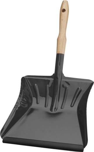 Lopatka na smetí s dřevěnou rukojetí a plastovou hranou