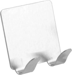 Samolepicí ocelový držák na holicí strojek – dvojitý háček, chrom