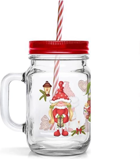 Sklenice s brčkem TORO 450 ml s motivem elfíků