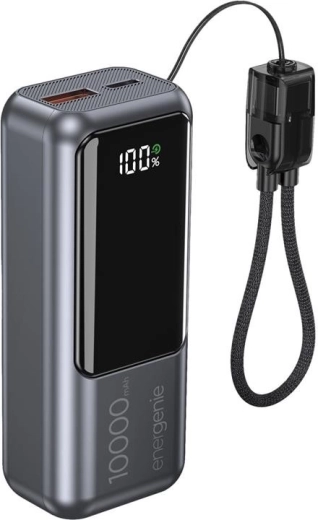 Powerbanka s LCD displejem 10 000 mAh QC 3.0 20 W šedá