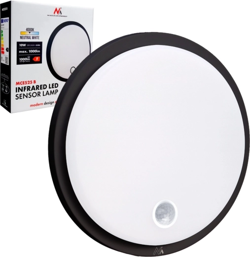 LED nástěnné a stropní svítidlo s PIR senzorem, IP65, 10 W, 1000 lm, 4000 K