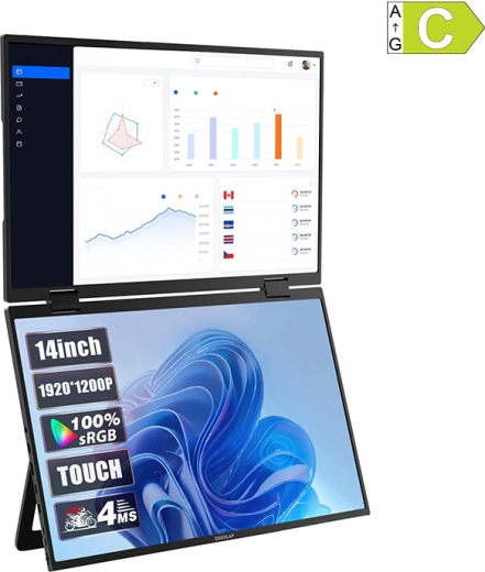 Přenosný duální dotykový monitor ZEUSLAP Z14W 2×14" WUXGA IPS