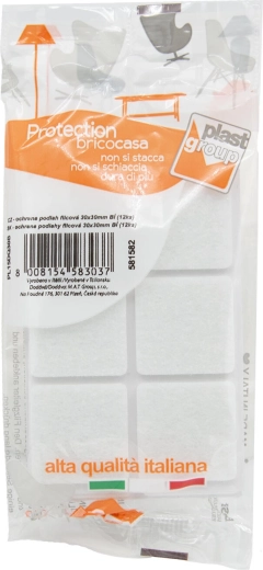 Filcové samolepicí podložky pod nábytek 30 × 30 mm, bílá (12 ks)