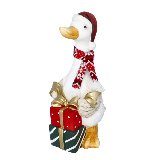 Vánoční dekorativní figurka husa s dárky
