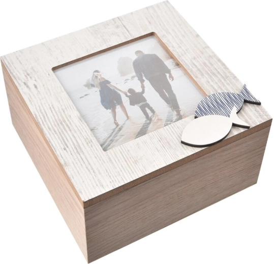 Dřevěný box na fotografie Beach 15 × 15 × 7,5 cm