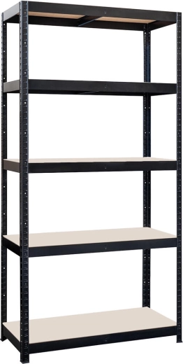 Kovový regál 90 × 45 × 180 cm s 5 policemi a MDF deskami