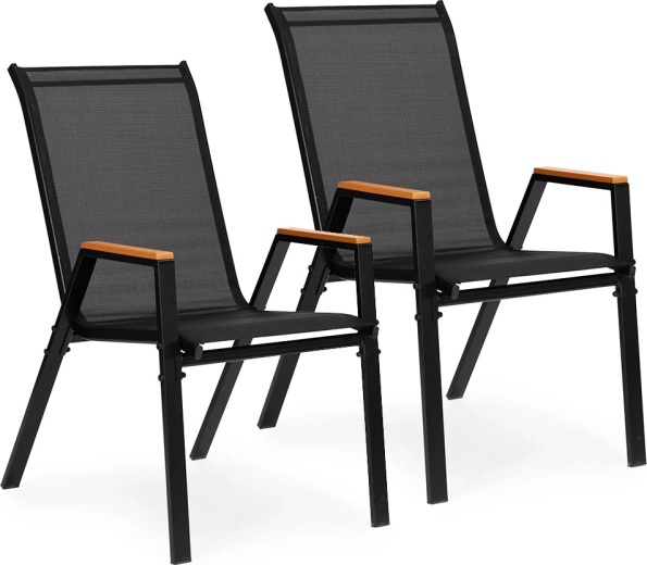 Sada 2 zahradních židlí na terasu a balkon, černé, MultiGarden
