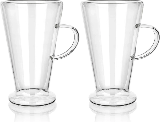 Dvoustěnné skleněné hrnky na latte 400 ml DOBLO, sada 2 ks