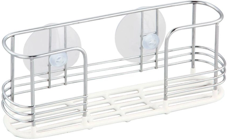 Držák na kuchyňské náčiní s přísavkami, chrom a vinyl, 20 × 5 × 8 cm