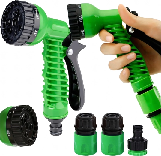 Regulovatelná zahradní postřikovací pistole se 7 režimy a 3 rychlospojkami