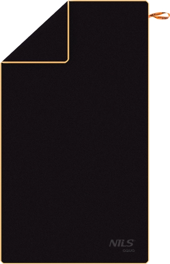 Ručník z mikrovlákna NILS Aqua, černo‑oranžový