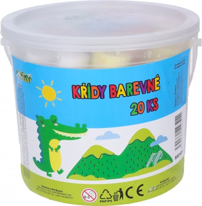 Kulaté chodníkové křídy 20 ks v kyblíku