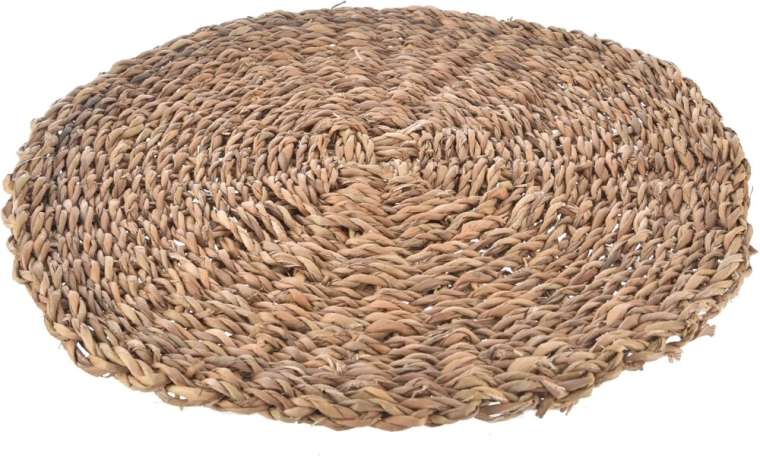 Kulaté béžové prostírání z mořské trávy 37 cm