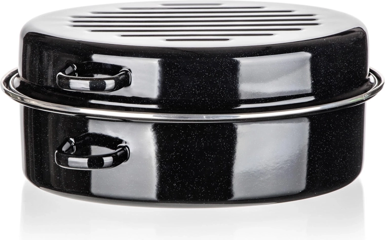 Smaltovaný oválný pekáč 38 × 23,5 × 17 cm 2dílný CULINARIA Black BANQUET