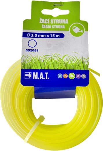 Žací struna 3,0 mm kulatá, 15 m, nylon, žlutá