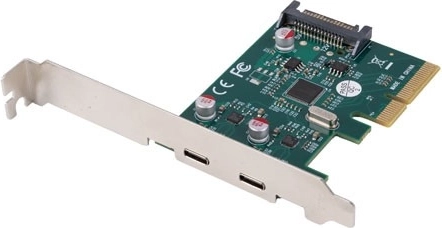 PCIe karta se 2× USB-C 3.2 Gen 2x1 (10 Gb/s) – low profile