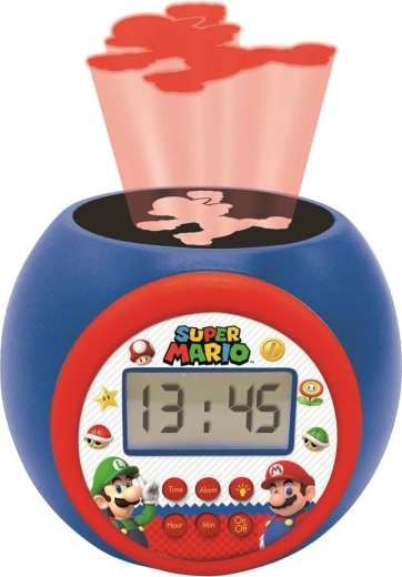 Budík s projektorem SUPER MARIO a nočním světlem
