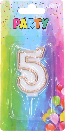 Párty svíčka číslo 5 zlatá