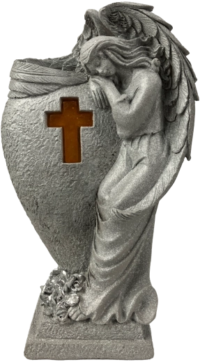 Solární LED figurka Anděla s vázičkou na květiny 23 cm