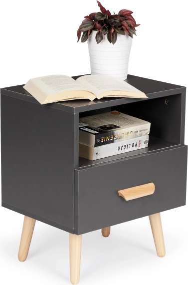 Noční stolek s zásuvkou ModernHome, šedý