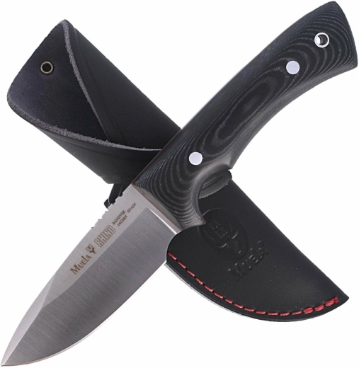 Muela Rhino 9M univerzální nůž 9 cm, černý, Micarta, kožené pouzdro