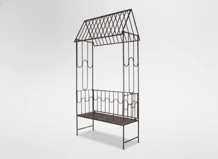 Zahradní pergola s lavicí v antické bronzové barvě, kovová