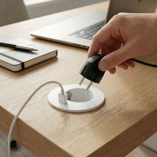 Zapuštěná stolní zásuvka s USB bílá