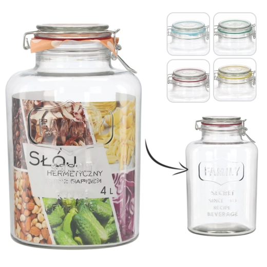 Skleněná hermetická nádoba 4 l s nápisem FAMILY