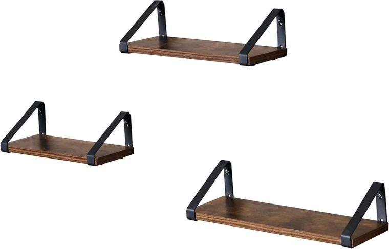 Sada 3 závěsných polic Loft ze dřeva