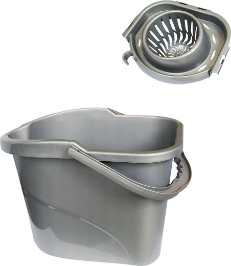 Oválné vědro se ždímačem 15 l, stříbrné