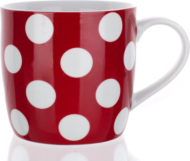 Keramický hrnek s puntíky 310 ml červený