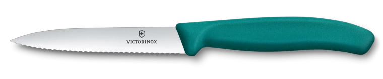 Kuchyňský nůž na ovoce a zeleninu VICTORINOX Swiss Classic, 10 cm, zubatý, špičatý, zelený